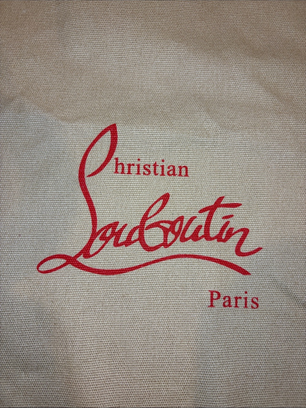 HUGE Christian Louboutin auth drawstring canvas protective dustbag 21 x 21.5”